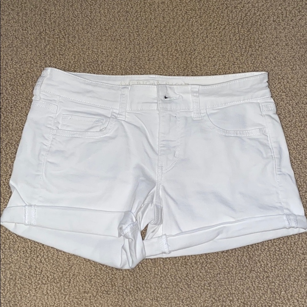 White American Eagle Midi Jean Shorts